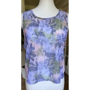 Beyond Yoga Mesh Floral Tank Top L Large Sheer Sleeveless Activewear NWT $58